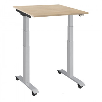 ergon mini master, kleiner Schreibtisch 80x78cm, elektrisch höhenverstellbar 63-128cm, ausziehbar, lichtgrau, weiß, Buche oder Ahorn Dekor, officeplus